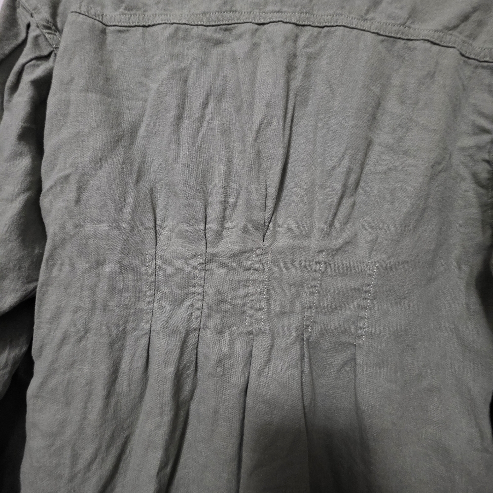 Risen Shirring Long Sleeve Raw Hem Dress With Tapered Waist And Pockets Size S. - Picture 7 of 12